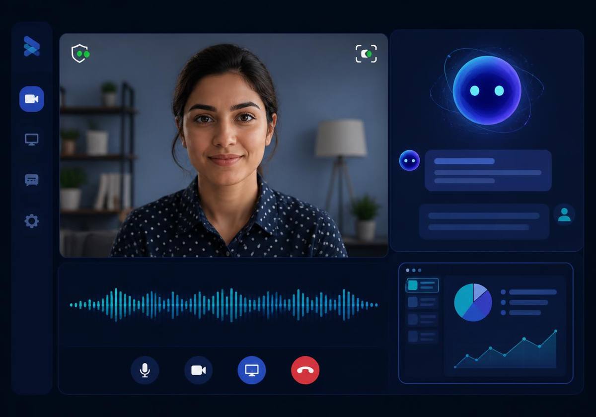 Candidate taking part in a video interview